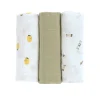 Mulltücher 3er Set 85x85 cm "Früchte" weiß-oliv