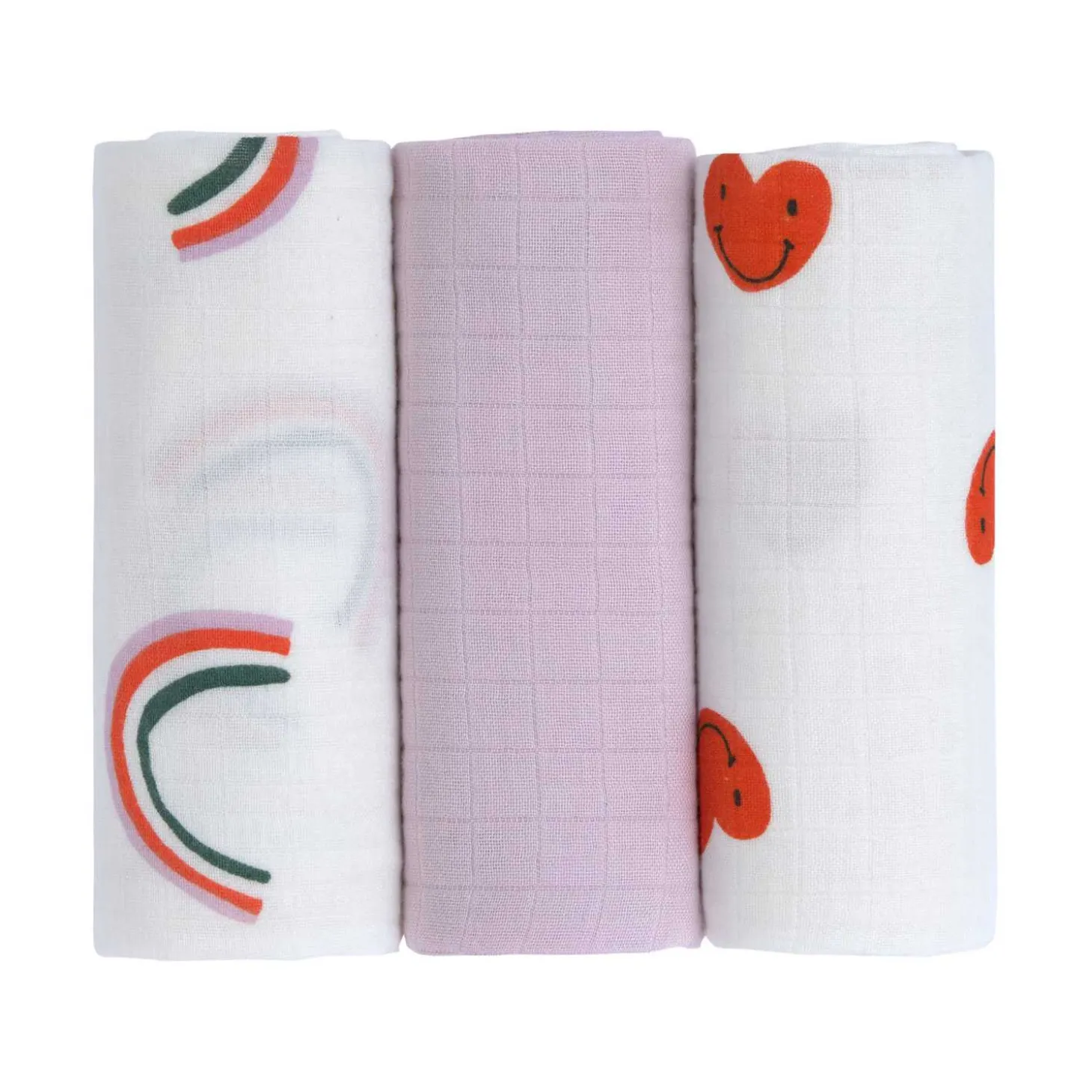 Mulltücher 3er-Set 60x60 cm "Happy Hearts"