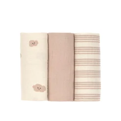 Mulltücher 3er Set 60x60cm natur-braun