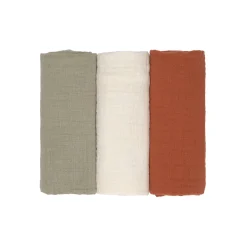 Mulltücher 3er Set 60x60cm oliv-rost