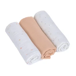 Mulltücher 3er Set 85x85 cm weiß-pfirsich