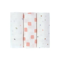 Mulltücher 3er Set 60x60 cm weiß-rosa