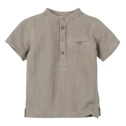 Musselin-Hemd kurzarm khaki 62/68