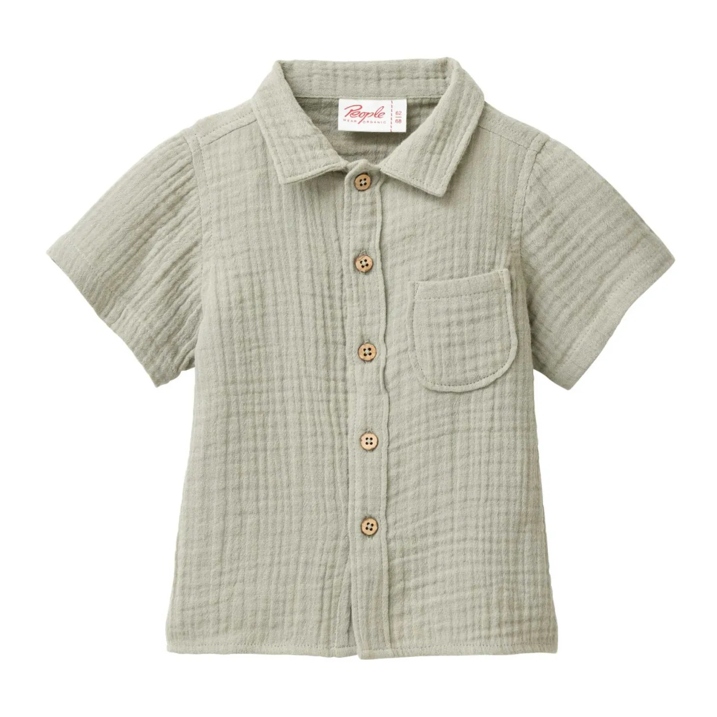 Musselin-Hemd kurzarm khaki 74/80