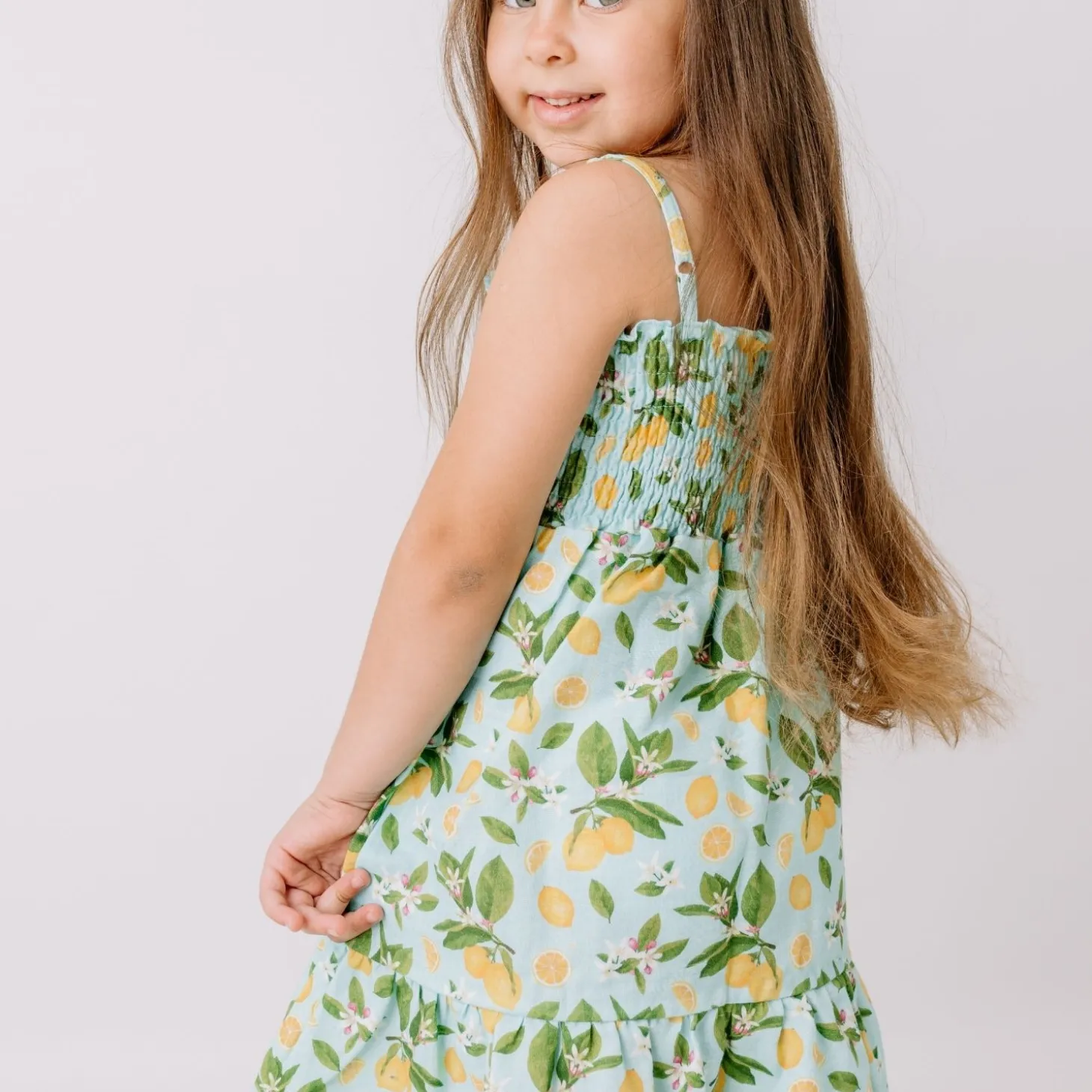 Musselin-Sommerkleid "Zitrone" türkis 116