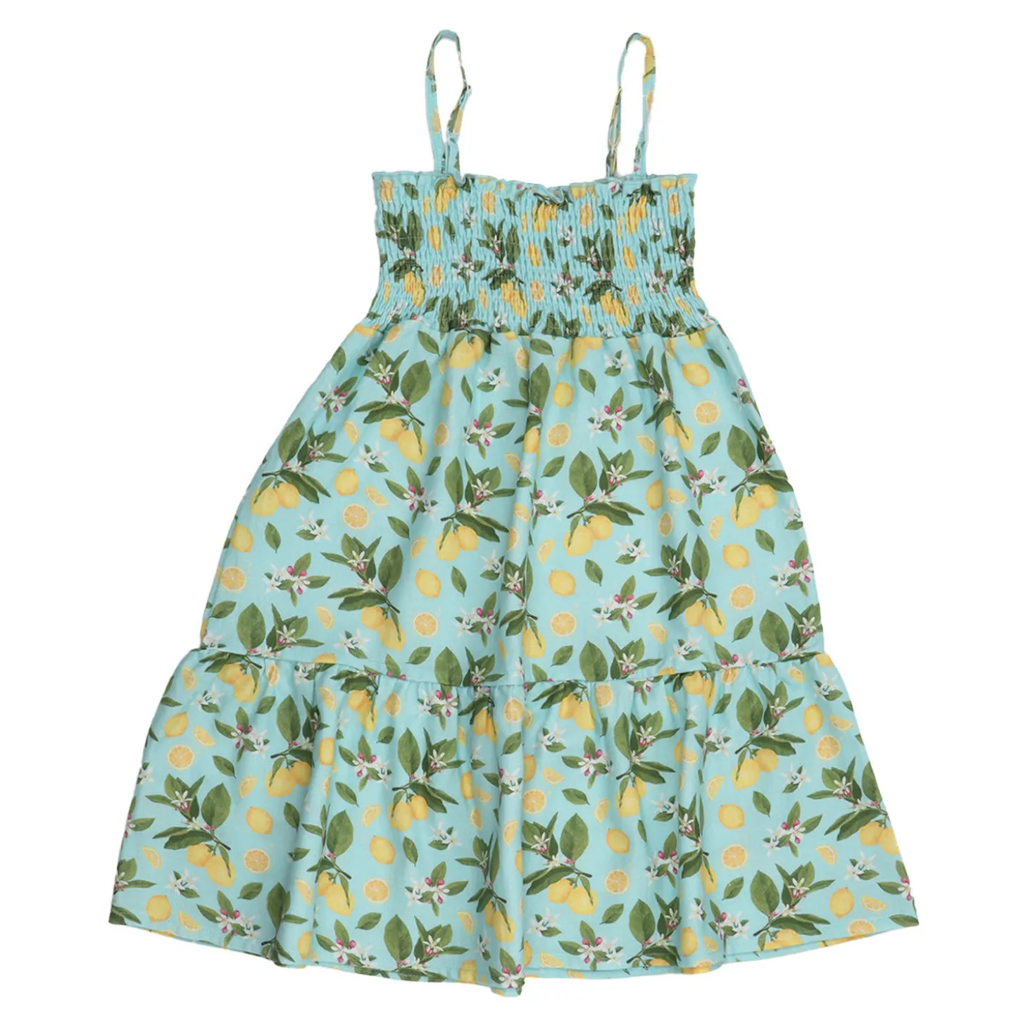 Musselin-Sommerkleid "Zitrone" türkis 116