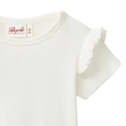 Pointelle-Kurzarmbody mit Rüschen weiß  62/68