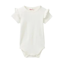 Pointelle-Kurzarmbody mit Rüschen weiß  62/68