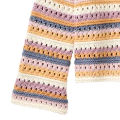 Pointelle-Strickpullover bunt geringelt 122/128