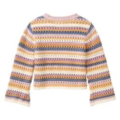 Pointelle-Strickpullover bunt geringelt 122/128