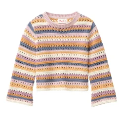 Pointelle-Strickpullover bunt geringelt 122/128