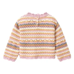Pointelle-Strickpullover bunt geringelt 74/80