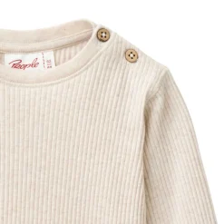 Ripp-Langarmshirt kitt mélange 98/104