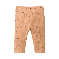 Ripp-Leggings "Blümchen" karamell 62/68