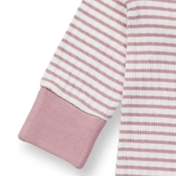 Ripp-Strampler geringelt dusty rose 62/68