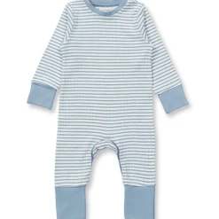 Ripp-Strampler geringelt light denim 86