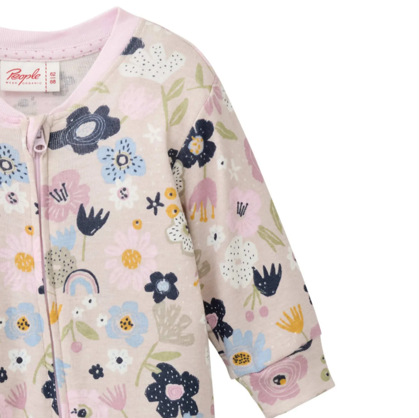 Schlafstampler "Bunte Blüten" hellrosa 74/80