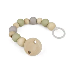 Schnullerkette grün| Kautschuk/Holzperlen
