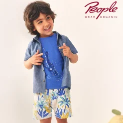 Shorts "Palmen" türkis-gelb 86/92