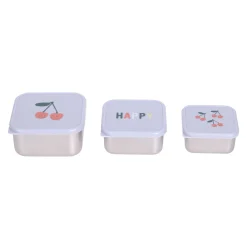 Snackbox 3er Set Edelstahl "Kirsche" lila