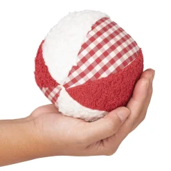 Stoff Rasselball rot / weiß