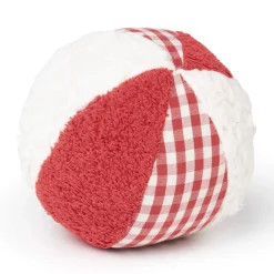 Stoff Rasselball rot / weiß