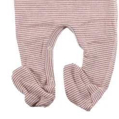Strampelanzug Wolle Seide Ringel mauve 50