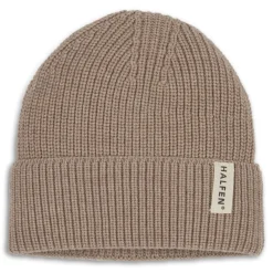 Strick-Beanie Merinowolle nuss 2-4y