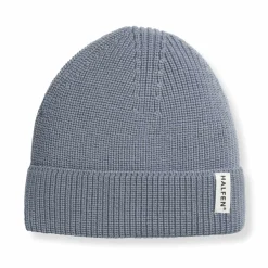 Strick-Beanie Merinowolle rauchblau 2-4y