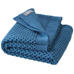 Strickdecke Merinowolle 80x100 cm Taubenblau