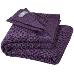 Strickdecke Merinowolle 80x100 cm aubergine