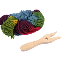 Strickgabel + Strickwolle 50g bunt