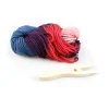 Strickgabel + Strickwolle 50g rot/lila