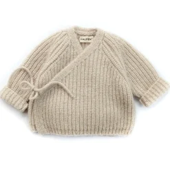 Strickjacke mit Alpaka beige 50/56