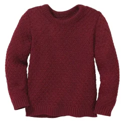 Strickpullover "Aran" Merinowolle cassis 110/116
