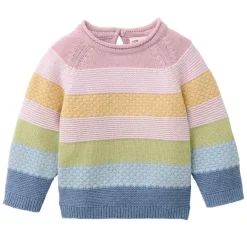Strick-Pullover rosa-bunt gestreift 74/80