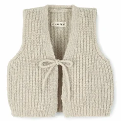 Strick-Weste mit Merinowolle und Alpaka beige 110/116