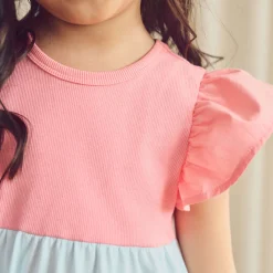Stufen-Kleid mit Flügelarm bubblegum-creme 116