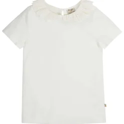 T-Shirt creme Stickereikragen 110/116