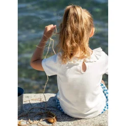 T-Shirt creme Stickereikragen 110/116