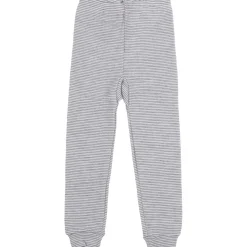 Unterhose lang Wolle Seide Ringel grau 98