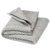 Waben Strickdecke Merinowolle Grau