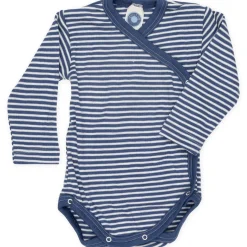 Wickelbody Wolle Seide blau-natur 50/56