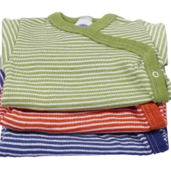 Wickelbody Wolle Seide blau-natur 50/56
