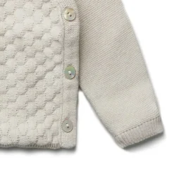 Wickeljacke "Ajour" mit Seide ecru 62/68