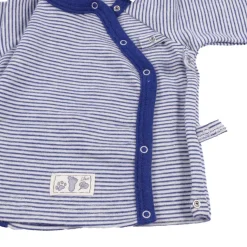Wickelshirt Wolle Seide Ringel marine 56