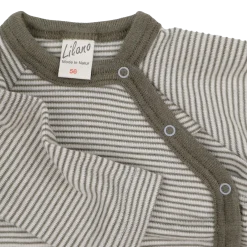 Wickelshirt Wolle Seide Ringel khaki 50