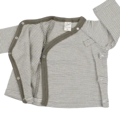 Wickelshirt Wolle Seide Ringel khaki 50