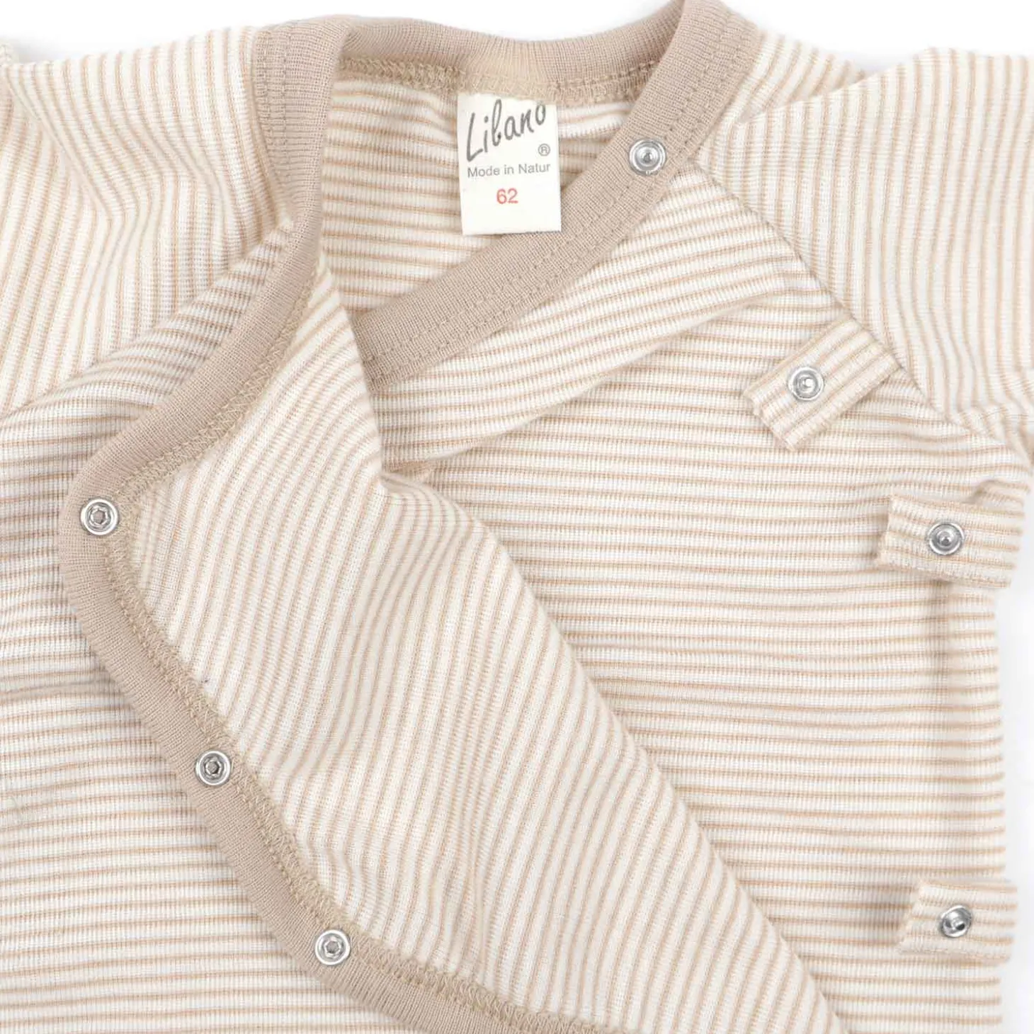 Wickelshirt Wolle Seide Ringel sand 56
