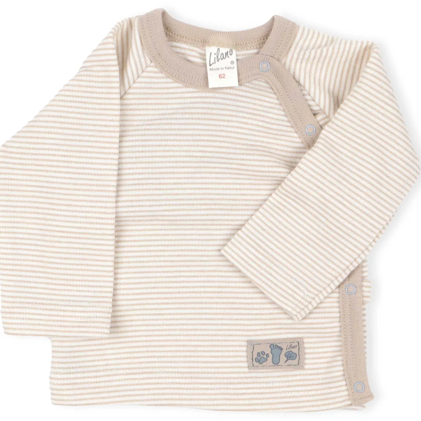 Wickelshirt Wolle Seide Ringel sand 56